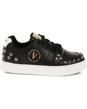 Versace Court 88 Studded Leather Trainers - Black