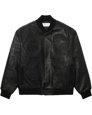 Off-White c/o Virgil Abloh Logo-Embossed Leather Jacket - Black