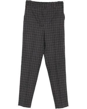 Niu Grid-Pattern Straight Trousers - Grey