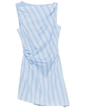 STAUD Callie Gestreepte Asymmetrische Jurk - Blauw