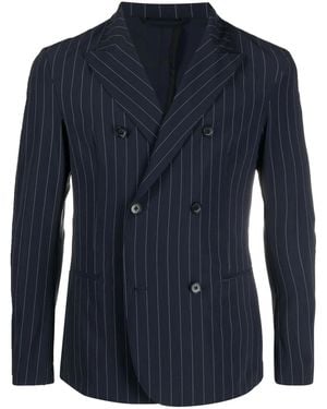 Hydrogen Blazer Croisé À Fines Rayures - Bleu