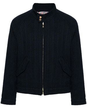 Thom Browne Rwb-Striped Tweed Bomber Jacket - Blue