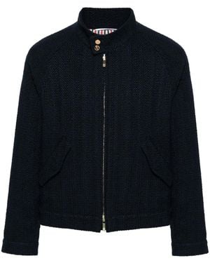 Thom Browne Rwb-Striped Tweed Bomber Jacket - Blue