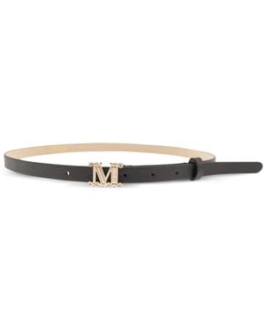Max Mara Cinturón De Piel Con Monograma - Blanco