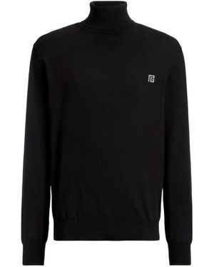 Balmain Rollkragenpullover Mit Logo-Stickerei - Schwarz
