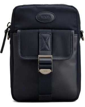 Tod's Logo-Appliqué Messenger Bag - Blue