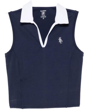 Sporty & Rich Sleeveless Logo-Print Tank Top - Blue