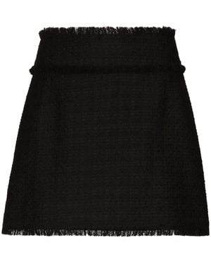 Dolce & Gabbana High-Waist Tweed Miniskirt - Black