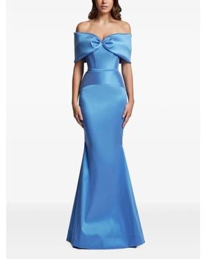 Cristallini Schulterfreies Chateau Maxikleid - Blau
