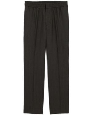 Ami Paris Elasticated-Waist Striped Wool Pants - Black