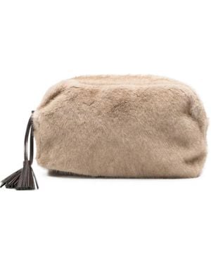 P.A.R.O.S.H. Faux-Fur Clutch Bag - Natural