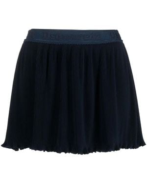 DSquared² Plissé Logo-Waistband Skirt - Blue