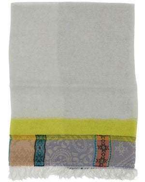 Exquisite J Geometric-Print Frayed Scarf - Grey
