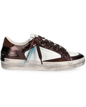 Crime London Sk8 Deluxe Glitter-Trim Trainers - White