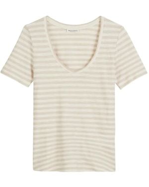 Marc O' Polo Striped Scoop-Neck T-Shirt - Natural