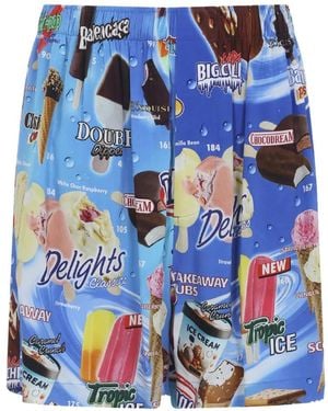 Balenciaga Ice Cream-Graphic Shorts - Blue