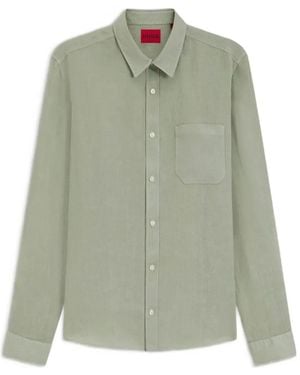 HUGO Long-Sleeve Chest-Pocket Shirt - Green