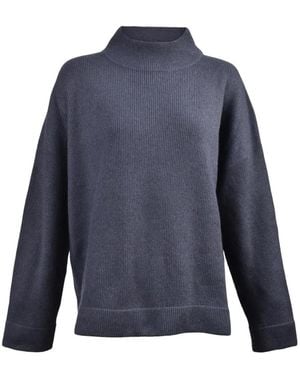 Brunello Cucinelli Maglione A Coste Con Collo Rialzato - Blu