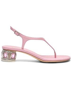 Casadei Belle Epoque Crystal-Embellished Leather Sandals - Pink