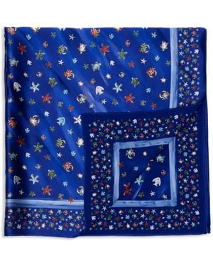 Eshvi Printed Silk Scarf - Blue