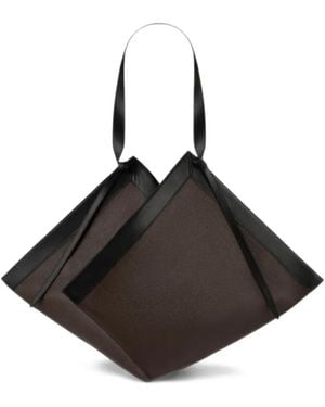 Yuzefi Large Wonton Leather Tote Bag - Black