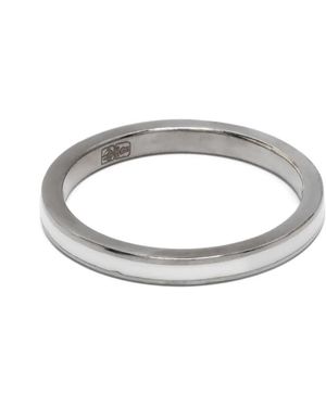 Anil Arjandas Anillo Con Detalle Esmaltado - Blanco