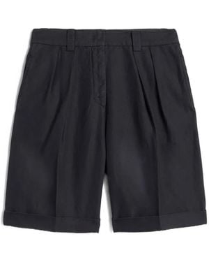 Aspesi Pleated Turn-Up-Hem Shorts - Blue