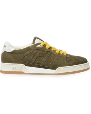 Fendi Logo-Embossed Perforated Sneakers - Green