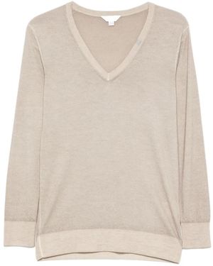 Malo Pullover mit V-Ausschnitt - Natur