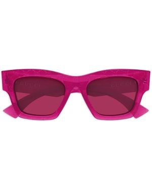 Gucci Lunettes De Soleil À Monture Rectangulaire Et Monogramme Gg Embossé - Pink