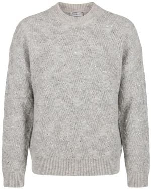 Peserico Sequin-Embellished Cable-Knit Sweater - Gray