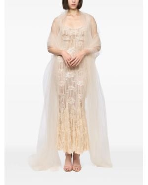 Atu Body Couture Sequin-Embellished Lace Dress - Natural