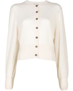 LeKasha Gaya Pointelle-Knit Cardigan - White