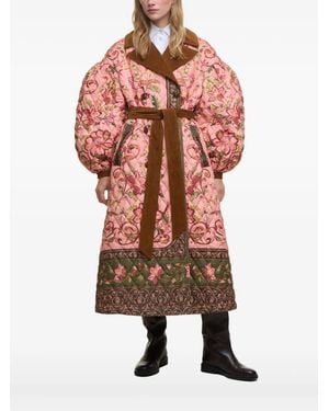 FARM Rio X Barbour Cami Floral Quilted Belted Coat - Pink