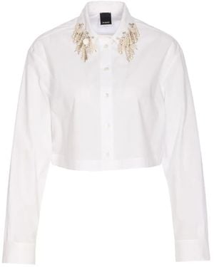 Pinko Camicia Crop Con Decorazione - Bianco