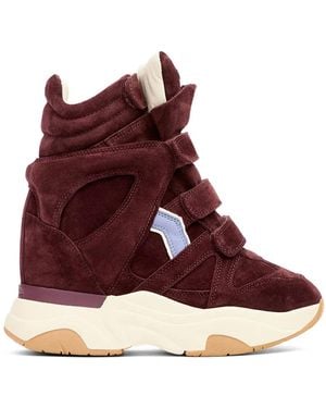 Isabel Marant Balskee Suede Panelled Wedge Trainers - Red