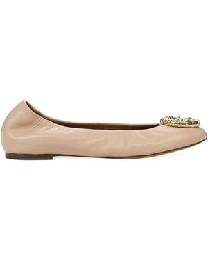 Lanvin Ballerines En Cuir À Détail D'Anneau - Neutre