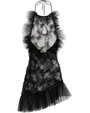 Blumarine Ruffled Tulle Mini Dress - Black