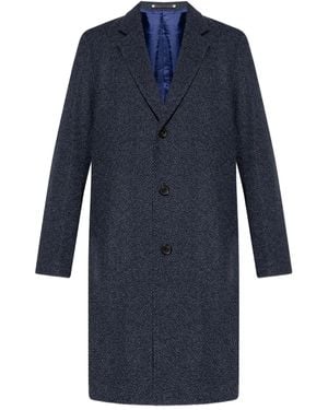 Paul Smith Buttoned Twill Coat - Blue