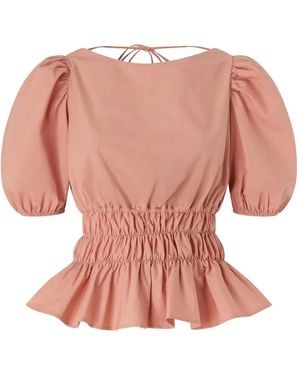 Pinko Puffed-Sleeve Ruffled Top - Pink
