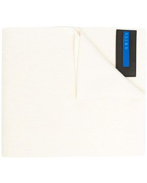 Aries Logo-Patch Ribbed Scarf - White