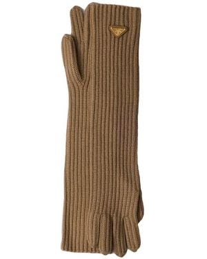 Prada Wool Knit Gloves - Natural