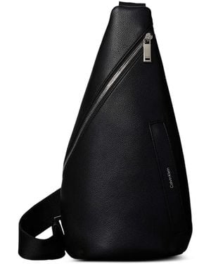 Calvin Klein Mini Pebble Grained-Texture Logo-Print Shoulder Bag - Black