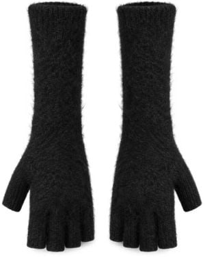 Thom Krom Fuzzy Fingerless Gloves - Black
