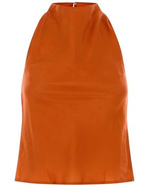 THE ROSE IBIZA Bermuda Silk Halterneck Top - Orange