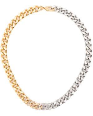 Maje Collar De Eslabones Bicolor Con Strass - Metálico