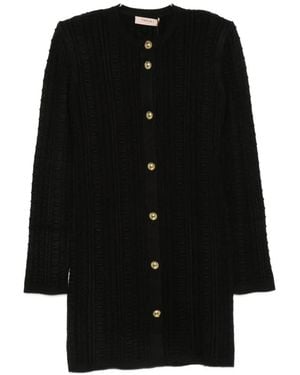 Twinset Cable-Knit Button-Front Mini Dress - Black