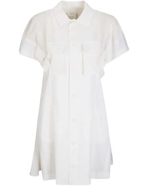 Sacai Button Flap-Pocket Wool Midi Dress - White
