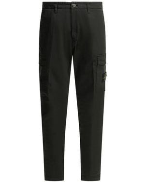 Stone Island Logo-Patch Cargo Trousers - Black
