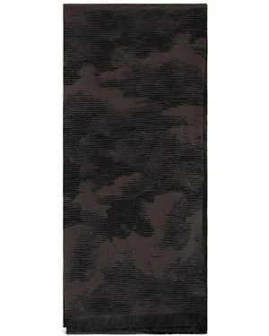 ZEGNA Camouflage-Pattern Frayed-Edge Scarf - Black